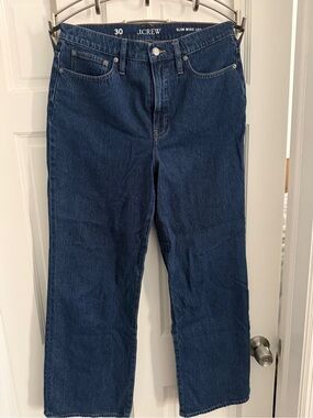 J. Crew Slim Wide Leg Jeans in Dark Blue Denim
